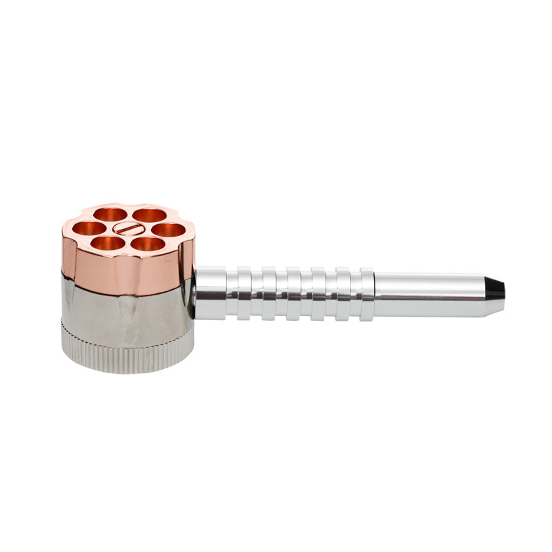 Six Shooter Pipe Copycat with Grinder - side view