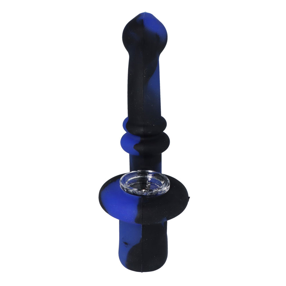 Silicone Sherlock Pipe with Glass Bowl | Random Color | Blue | front view