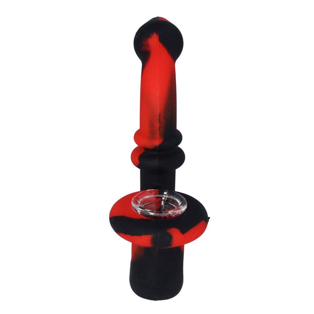 Silicone Sherlock Pipe with Glass Bowl | Random Color | Red | front view