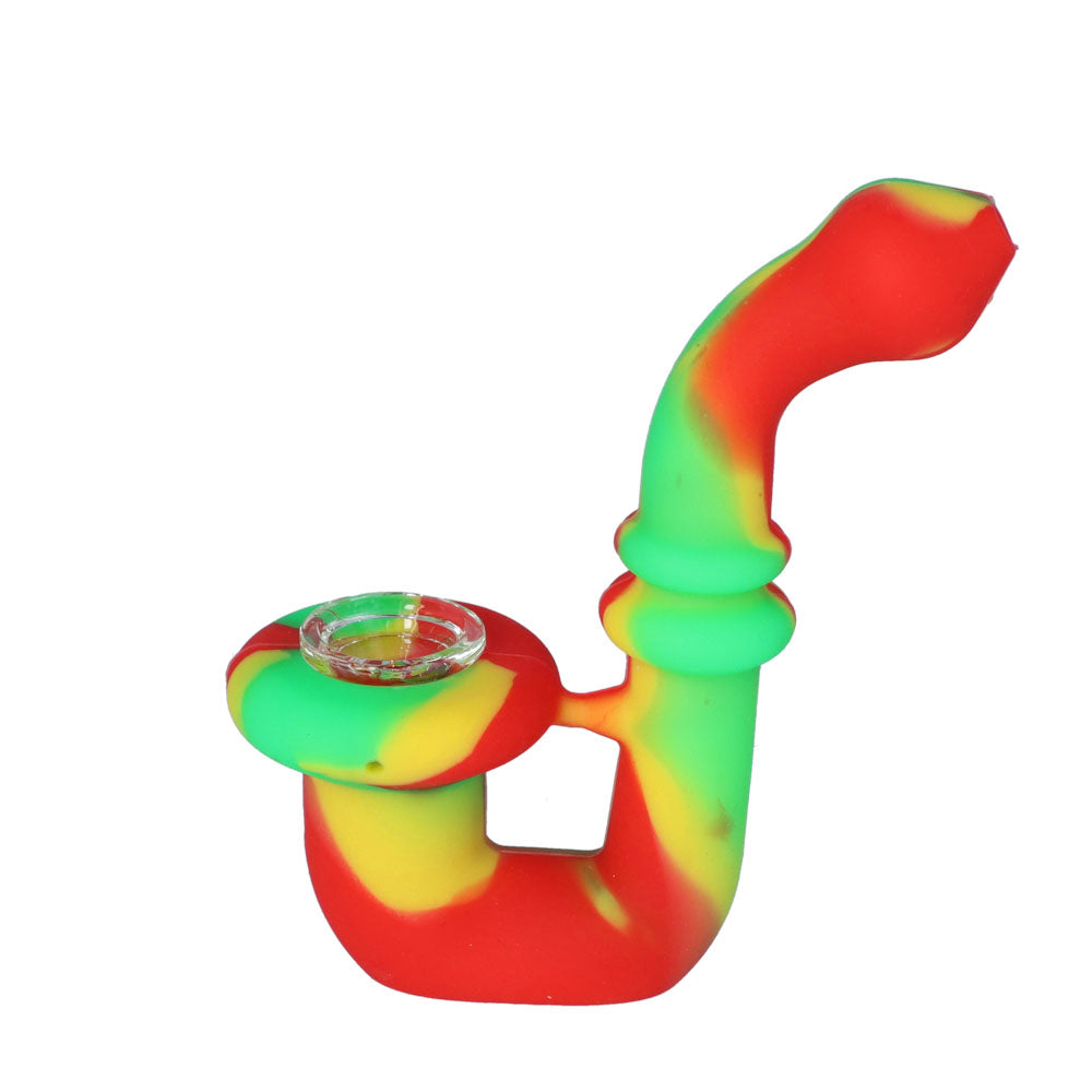 Silicone Sherlock Pipe with Glass Bowl | Random Color | Rasta | side view 2