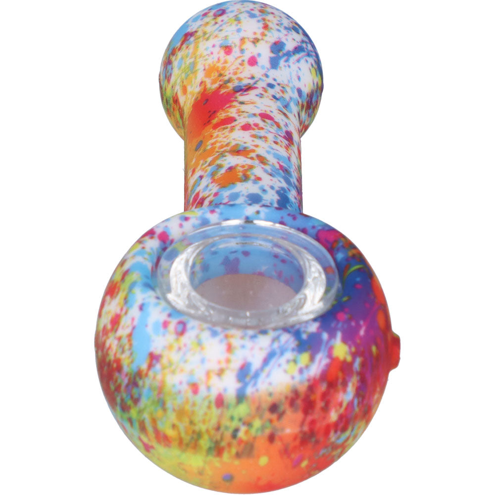 Silicone Spoon Pipe with Glass Bowl | Random Multi-Color | 4.5 Inch | Paint | front view