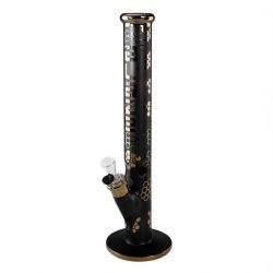 Blaze Glass Straight Ice Bong | Metallic Gold and Matt Anthracite | Side View