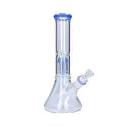 Beaker Base Ice Bong with 4-Arm Tree Perc | 12 Inches | Milky blue - Side View 1