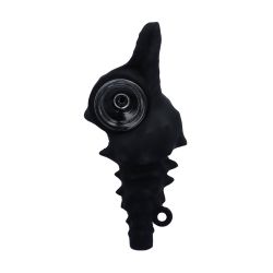 Silicone Shell Pipe with Loop and Glass Bowl | 4.5 Inch | Black | top view