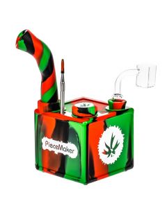 PieceMaker Kube Silicone Dab Rig | Green/Black/Red