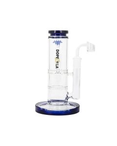 Dopezilla Cerberus Straight HoneyComb Ice Bong | 8 Inch | Dark Blue | Side View 1