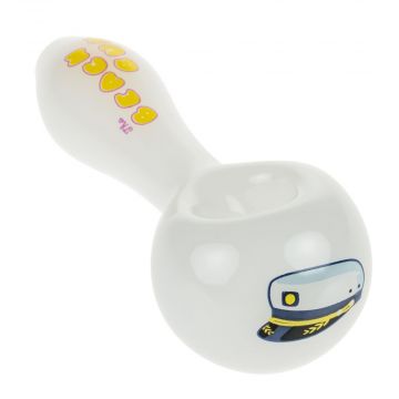 The Beach Bum Glass Spoon Pipe | Hat | White