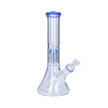 Beaker Base Ice Bong with 4-Arm Tree Perc | 12 Inches | Milky blue - Side View 1